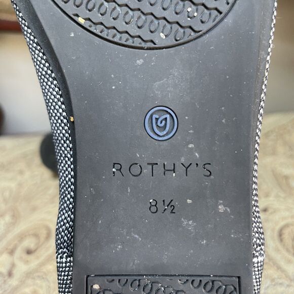 Rothy's Light Gray Checkered Birdseye Round Toe Ballet Flats Washable Size 8.5 - Picture 8 of 9